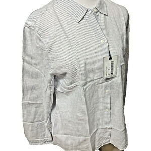 UNTUCKit Women's Shirt Sz 6 Linen Blend Button Up Long Sleeve Angelen Business